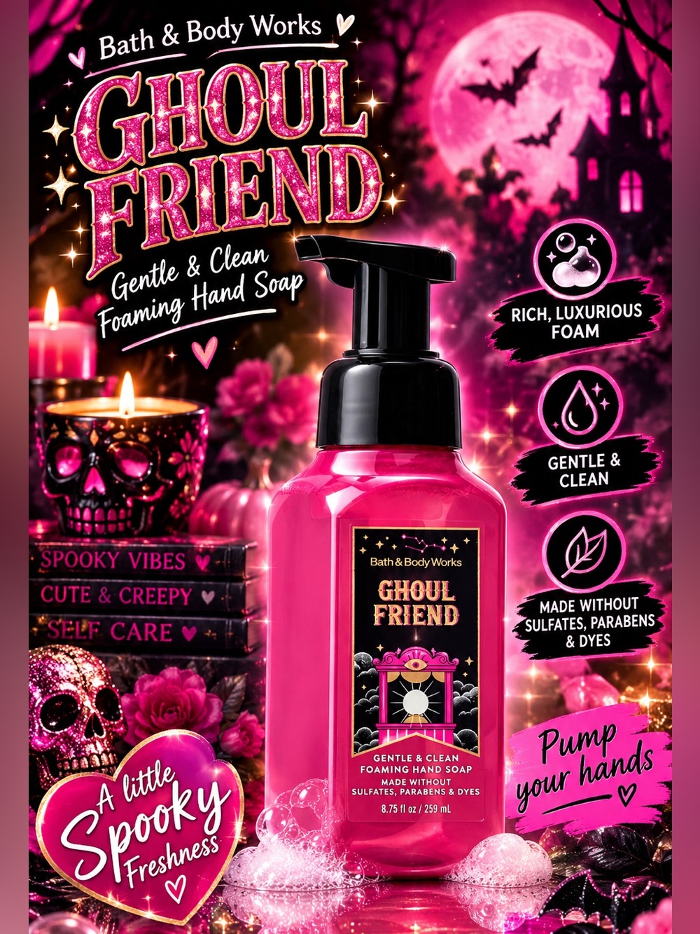 Bath & Body Works Ghoul Friend Foaming Hand Soap - Pink with Black Pump